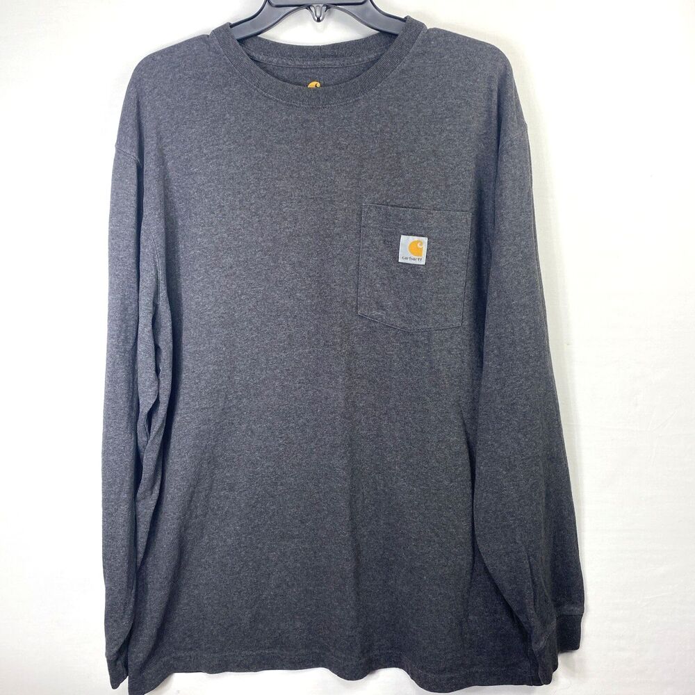 Carhartt K126 Original Fit Long Sleeve Heavyweight Pocket Shirt Mens Large Gray